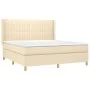 Boxspringbett-Matratze und LED-Leuchten, cremefarbener Stoff, 180 x 200 cm von , Betten und Lattenroste - Ref: Foro24-3139058...