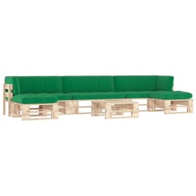 6-teiliges Palettenmöbel und imprägnierte Kiefernholzkissen von , Gartensets - Ref: Foro24-3066966, Preis: 542,49 €, Rabatt: %