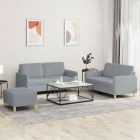 Juego de sofás con cojines 3 piezas tela gris claro by , Sofas - Ref: Foro24-3202094, Price: 486,20 €, Discount: %