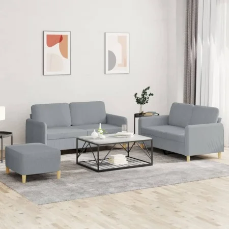 Juego de sofás con cojines 3 piezas tela gris claro by , Sofas - Ref: Foro24-3202094, Price: 486,20 €, Discount: %
