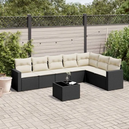 8-teiliges Gartensofa-Set und Kissen aus schwarzem Kunststoff-Rattan. von , Modulare Sofas für den Außenbereich - Ref: Foro24...