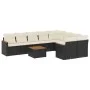 Set de sofás de jardín 10 pzas cojines ratán sintético negro by , Garden sets - Ref: Foro24-3258710, Price: 581,28 €, Discoun...
