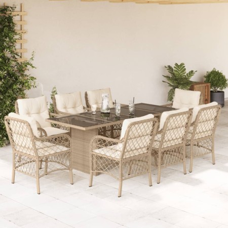Set comedor de jardín 9 pzas con cojines ratán sintético beige by , Garden sets - Ref: Foro24-3212063, Price: 991,35 €, Disco...