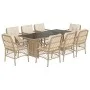 Set comedor de jardín 9 pzas con cojines ratán sintético beige by , Garden sets - Ref: Foro24-3212063, Price: 1,00 €, Discoun...