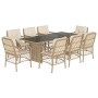 Set comedor de jardín 9 pzas con cojines ratán sintético beige by , Garden sets - Ref: Foro24-3212063, Price: 991,35 €, Disco...