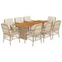 Garten-Essgruppe 9-teilig mit Kissen aus synthetischem Rattan in Beige. von , Gartensets - Ref: Foro24-3212077, Preis: 1,00 €...