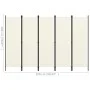 White 5-panel room divider screen 250x180 cm by vidaXL, Room dividers - Ref: Foro24-320723, Price: 41,14 €, Discount: %