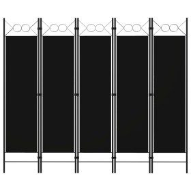 Biombo divisor de 5 paneles negro 200x180 cm de vidaXL, Divisores de ambientes - Ref: Foro24-320710, Precio: 50,40 €, Descuen...