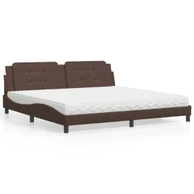 Bett mit brauner Kunstledermatratze 200x200 cm von , Betten und Lattenroste - Ref: Foro24-3208889, Preis: 441,07 €, Rabatt: %
