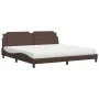 Bed with brown synthetic leather mattress 200x200 cm by , Beds and slatted bases - Ref: Foro24-3208889, Price: 441,03 €, Disc...