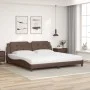 Bed with brown synthetic leather mattress 200x200 cm by , Beds and slatted bases - Ref: Foro24-3208889, Price: 441,03 €, Disc...