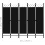 Divider screen with 5 panels black 200x180 cm by vidaXL, Room dividers - Ref: Foro24-320710, Price: 48,50 €, Discount: %