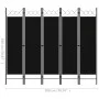 Divider screen with 5 panels black 200x180 cm by vidaXL, Room dividers - Ref: Foro24-320710, Price: 49,45 €, Discount: %