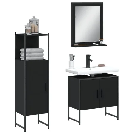 Set de muebles de baño 3 piezas madera contrachapada negro by , Bathroom furniture - Ref: Foro24-3214344, Price: 135,27 €, Di...