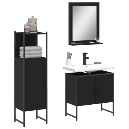 Set de muebles de baño 3 piezas madera contrachapada negro by , Bathroom furniture - Ref: Foro24-3214344, Price: 135,17 €, Di...