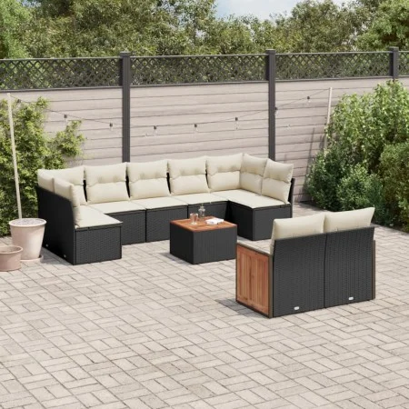 Set de sofás de jardín 10 pzas cojines ratán sintético negro by , Garden sets - Ref: Foro24-3260376, Price: 600,23 €, Discoun...