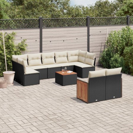 Set de sofás de jardín 10 pzas cojines ratán sintético negro by , Garden sets - Ref: Foro24-3260376, Price: 601,02 €, Discoun...