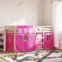 Etagenbett mit Vorhängen aus massivem rosa Kiefernholz 90x200 cm von , Betten und Lattenroste - Ref: Foro24-3283894, Preis: 2...