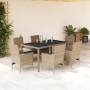 Set comedor jardín 7 pzas cojines ratán sintético vidrio beige by , Garden sets - Ref: Foro24-3278570, Price: 526,30 €, Disco...