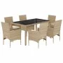 Garten-Essgruppe, 7-teilig, mit Polstern, aus synthetischem Rattan und Glas in Beige. von , Gartensets - Ref: Foro24-3278570,...