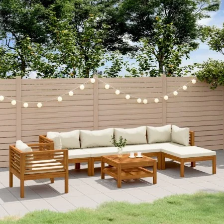 Gartenmöbel 7 Stück creme Kissen massives Akazienholz von , Gartensets - Ref: Foro24-3086930, Preis: 886,20 €, Rabatt: %