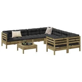 9-piece garden sofa set with impregnated pine wood cushions by , Garden sets - Ref: Foro24-3299376, Price: 807,28 €, Discount: %