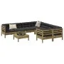 Set de sofás jardín 9 pzas con cojines madera pino impregnada de , Conjuntos de jardín - Ref: Foro24-3299376, Precio: 806,15 ...