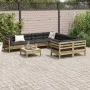 Set de sofás jardín 9 pzas con cojines madera pino impregnada de , Conjuntos de jardín - Ref: Foro24-3299376, Precio: 806,15 ...