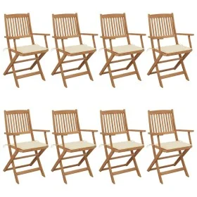 Folding garden chairs 8 pcs solid acacia wood and cushions by , Garden chairs - Ref: Foro24-3074969, Price: 438,29 €, Discoun...