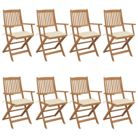 Klappbare Gartenstühle, 8 Stück, massives Akazienholz und Kissen von , Gartenstühle - Ref: Foro24-3074969, Preis: 472,47 €, R...