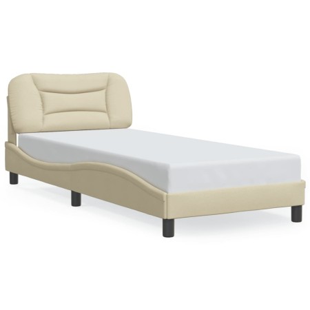 Bettgestell mit cremefarbenem Stoffkopfteil 80x200 cm von , Betten und Lattenroste - Ref: Foro24-3207735, Preis: 133,89 €, Ra...