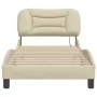 Bed frame with cream fabric headboard 80x200 cm by , Beds and slatted bases - Ref: Foro24-3207735, Price: 160,51 €, Discount: %