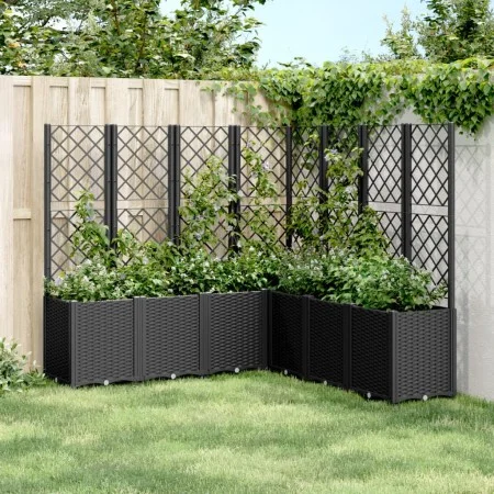 Planter with black PP trellis 160x160x140 cm by , Pots and planters - Ref: Foro24-367883, Price: 306,93 €, Discount: %