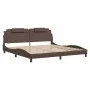 Bed frame with LED lights brown synthetic leather 200x200 cm by , Beds and slatted bases - Ref: Foro24-3214045, Price: 225,31...