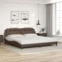 Bed frame with LED lights brown synthetic leather 200x200 cm by , Beds and slatted bases - Ref: Foro24-3214045, Price: 225,31...