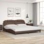 Bettgestell mit LED-Leuchten, braunes Kunstleder, 200 x 200 cm von , Betten und Lattenroste - Ref: Foro24-3214045, Preis: 220...