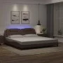Bed frame with LED lights brown synthetic leather 200x200 cm by , Beds and slatted bases - Ref: Foro24-3214045, Price: 225,31...