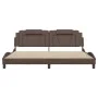 Bed frame with LED lights brown synthetic leather 200x200 cm by , Beds and slatted bases - Ref: Foro24-3214045, Price: 225,31...