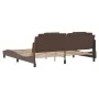 Bed frame with LED lights brown synthetic leather 200x200 cm by , Beds and slatted bases - Ref: Foro24-3214045, Price: 225,31...