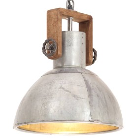 Lámpara colgante industrial 25 W plateada redonda 30 cm E27