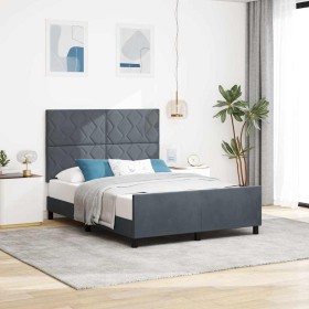 Estructura de cama Gris oscuro 140 x 200 cm Terciopelo