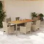 Set de comedor jardín 7 pzas con cojines ratán PE acacia beige by , Garden sets - Ref: Foro24-3278685, Price: 596,52 €, Disco...