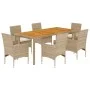 Set de comedor jardín 7 pzas con cojines ratán PE acacia beige by , Garden sets - Ref: Foro24-3278685, Price: 596,52 €, Disco...
