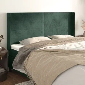 Headboard with dark green velvet ears 183x16x118/128cm by , Headboards and footboards - Ref: Foro24-3119363, Price: 162,77 €,...