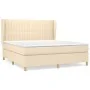 Cama box spring con colchón tela color crema 180x200 cm de , Camas y somieres - Ref: Foro24-3128706, Precio: 647,59 €, Descue...