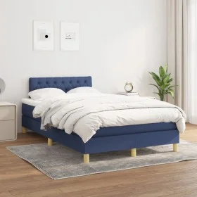 Box spring bed with blue fabric mattress 120x200 cm by , Beds and slatted bases - Ref: Foro24-3140847, Price: 392,44 €, Disco...