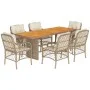 7-teiliges Garten-Essset mit beigen Kissen aus synthetischem Rattan von , Gartensets - Ref: Foro24-3212076, Preis: 950,42 €, ...