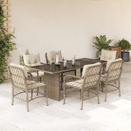 7-piece garden dining set with beige synthetic rattan cushions by , Garden sets - Ref: Foro24-3212062, Price: 746,30 €, Disco...