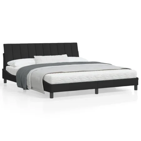 Estructura de cama con cabecero de terciopelo negro 180x200 cm de , Camas y somieres - Ref: Foro24-3207863, Precio: 244,71 €,...