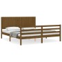 Estructura de cama con cabecero madera maciza marr